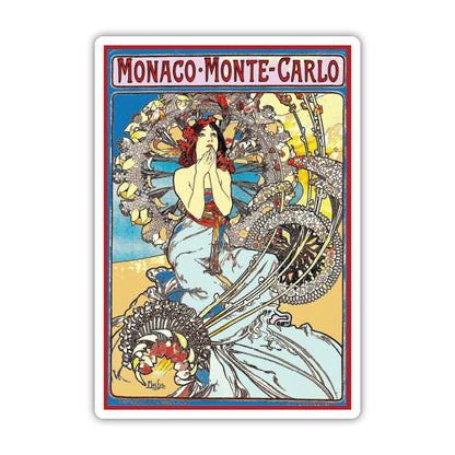Monaco Monte Carlo Alphonse Mucha Vintage Travel Sticker