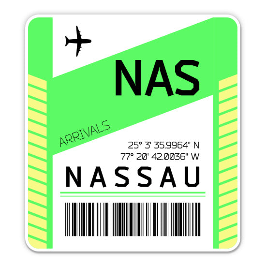 Nassau Bahamas Airport Code NAS Luggage Tag Style Sticker