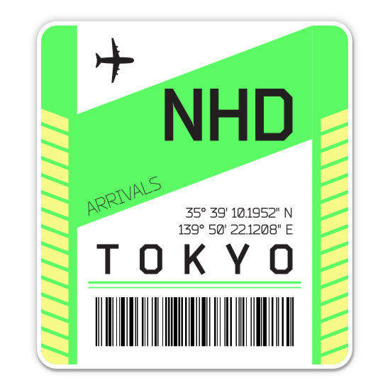 Tokyo Airport Code NHD Luggage Tag Style Sticker