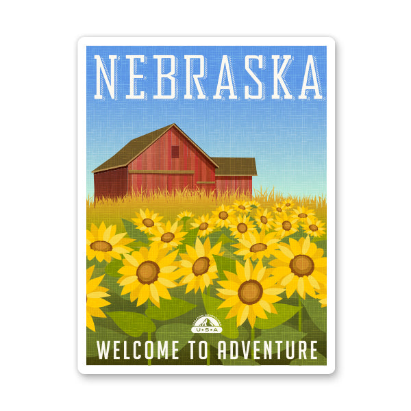 Nebrasksa Travel Poster Style Sticker