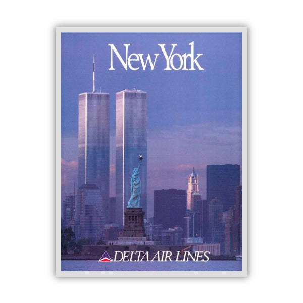 New York Twin Towers Travel Poster Advertising Sticker