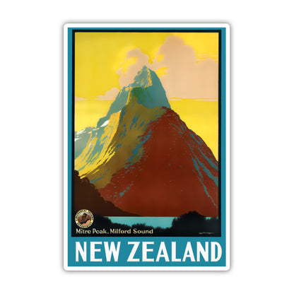 New Zealand Mitre Peak Vintage Travel Sticker