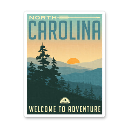 North Carolina Travel Poster Style Sticker