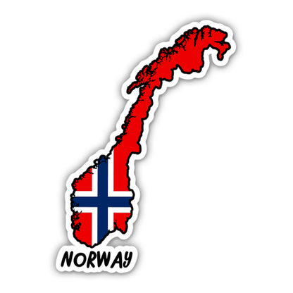 Norway Map with Flag Sticker