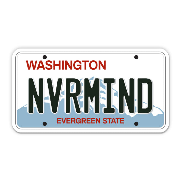 Nvrmind Washington License Plate Style Sticker