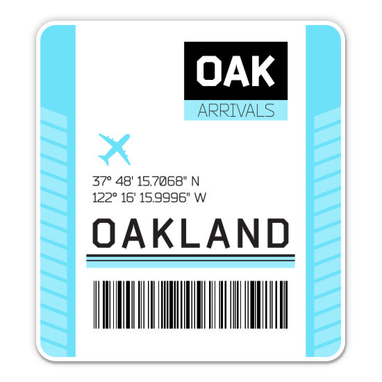 Oakland Airport Code OAK Luggage Tag Style Sticker