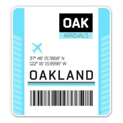 Oakland Airport Code OAK Luggage Tag Style Sticker