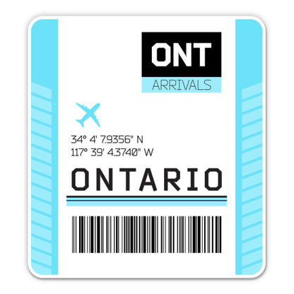 Ontario Airport Code ONT Luggage Tag Style Sticker