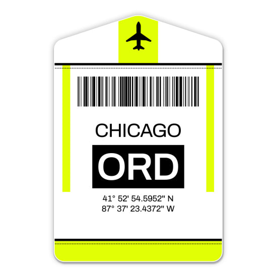 Chicago Airport Code ORD Luggage Tag Style Sticker
