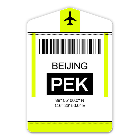 Beijing Airport Code PEK Luggage Tag Style Sticker
