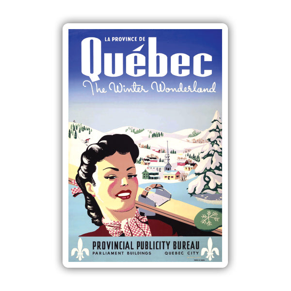 Quebec Winter Wonderland Vintage Travel Sticker