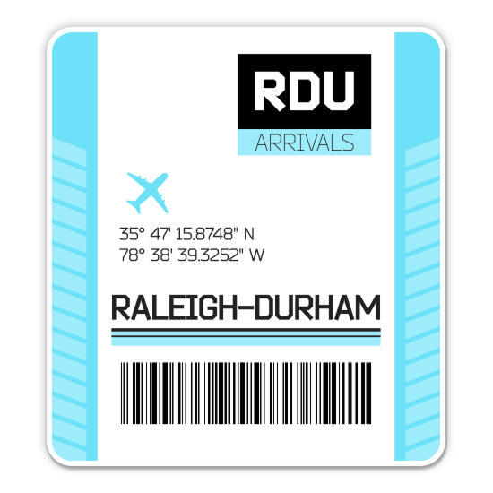 Raleigh Airport Code RDU Luggage Tag Style Sticker
