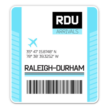 Raleigh Airport Code RDU Luggage Tag Style Sticker