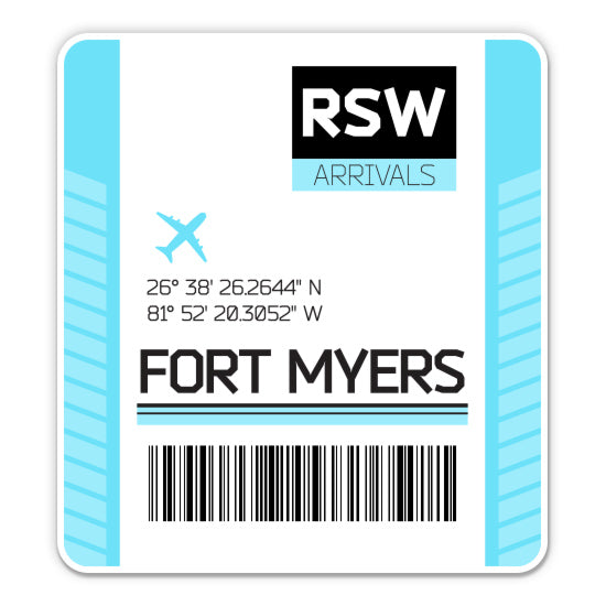 Fort Myers Airport Code RSW Luggage Tag Style Sticker