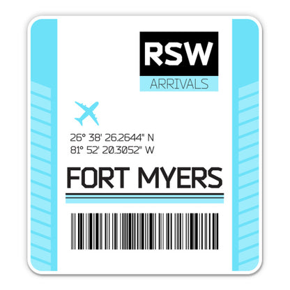 Fort Myers Airport Code RSW Luggage Tag Style Sticker