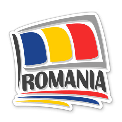 Romania Travel with Flag Sticker