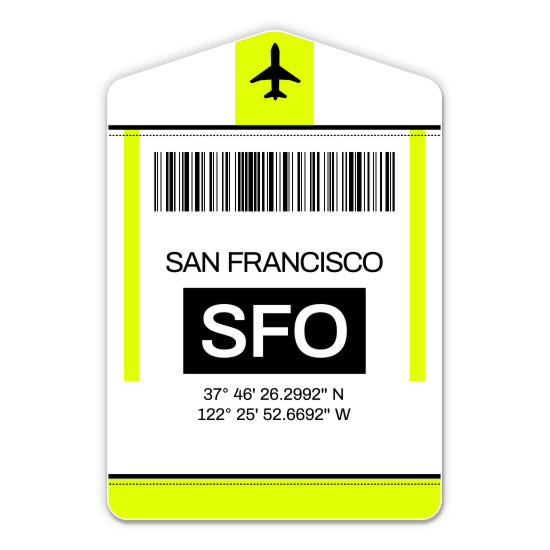 San Francisco Airport Code SFO Luggage Tag Style Sticker
