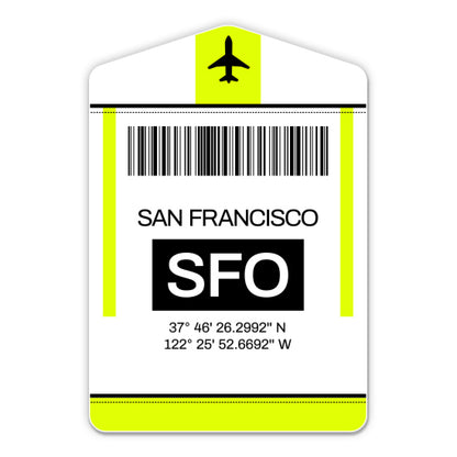 San Francisco Airport Code SFO Luggage Tag Style Sticker