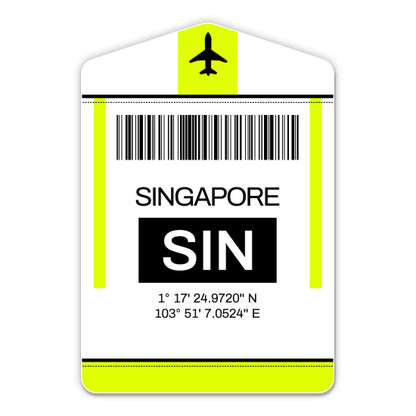 Singapore Airport Code SIN Luggage Tag Style Sticker