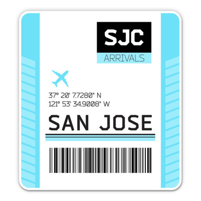 San Jose Airport Code SJC Luggage Tag Style Sticker