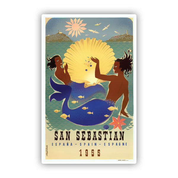 San Sebastian Spain Vintage Travel Sticker