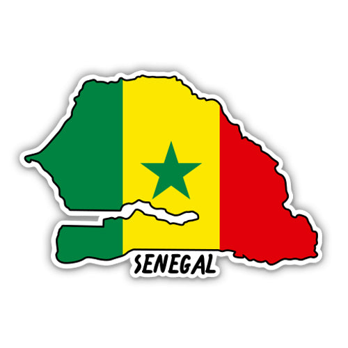 Senegal Map with Flag Sticker