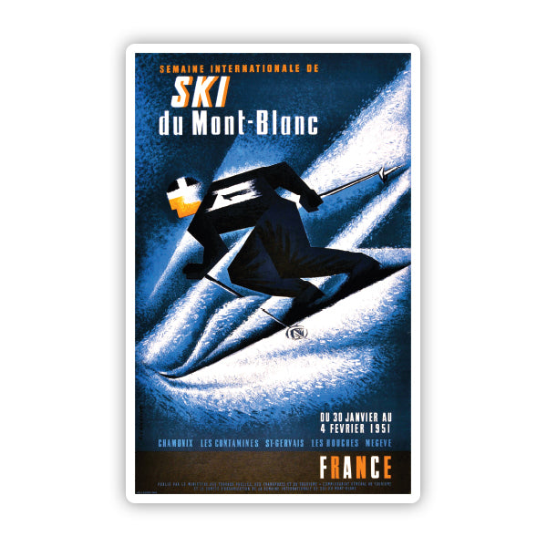 Ski Mont Blanc France Vintage Travel Sticker