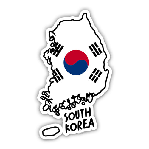 South Korea Map with Flag Sticker