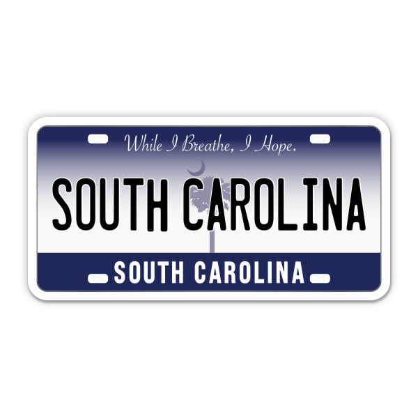 South Carolina License Plate Style Sticker