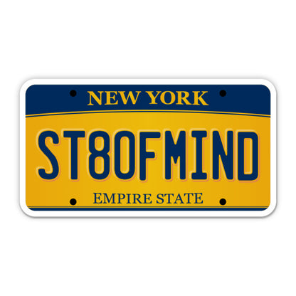 St8ofmind New York License Plate Style Sticker