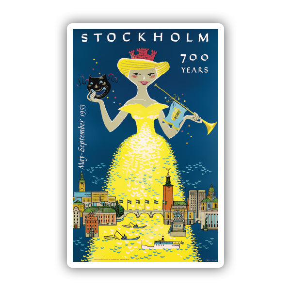 Stockholm Sweden Vintage Travel Sticker