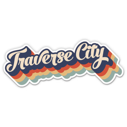 Traverse City Michigan Retro Sticker