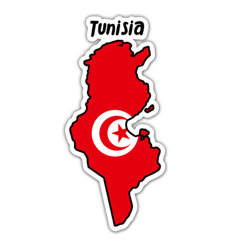 Tunisia Map with Flag Sticker