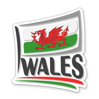 Wales Travel with Flag Sticker
