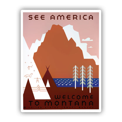 Welcome to Montana See America Vintage Travel Sticker