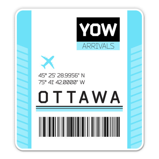 Ottawa Airport Code YOW Luggage Tag Style Sticker