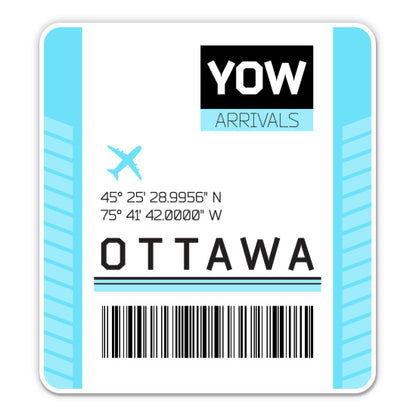 Ottawa Airport Code YOW Luggage Tag Style Sticker