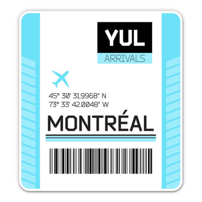 Montreal Airport Code YUL Luggage Tag Style Sticker