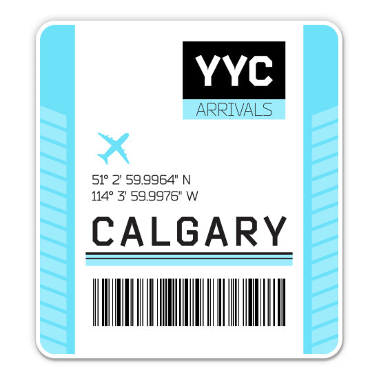 Calgary Airport Code YYC Luggage Tag Style Sticker