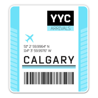 Calgary Airport Code YYC Luggage Tag Style Sticker