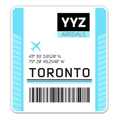 Toronto Airport Code YYZ Luggage Tag Style Sticker