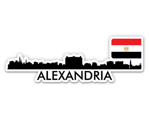 Alexandria Egypt Skyline with Egyptian Flag Sticker