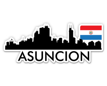 Asuncion Paraguay City Skyline Country Flag Sticker