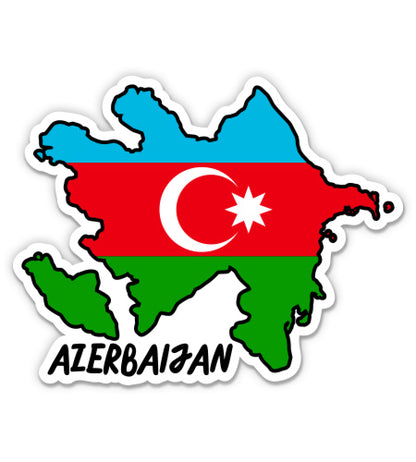 Azerbaijan Map with Flag Sticker