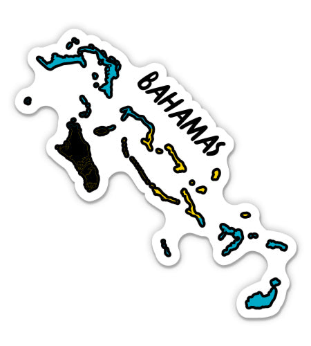 Bahamas Map with Flag Sticker