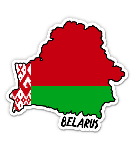 Belarus Map with Flag Sticker