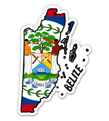 Belize Map with Flag Sticker