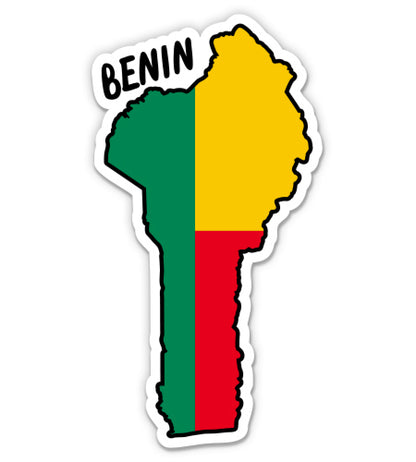 Benin Map with Flag Sticker