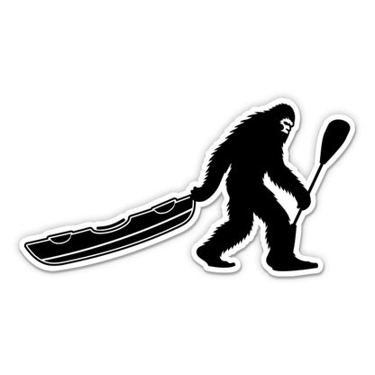 Bigfoot Kayaker Funny Sticker