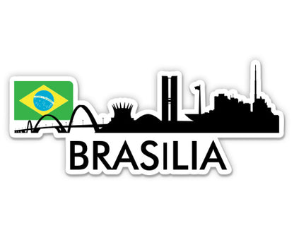 Brasilia Brazil City Skyline Country Flag Sticker